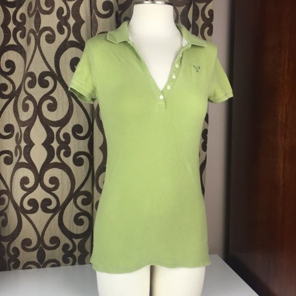 AE Green Polo Tee Shirt Top M - Picture 1 of 7
